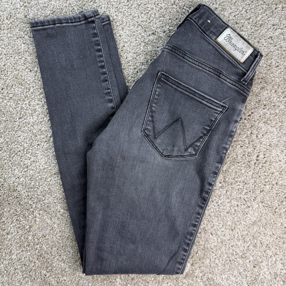 Wrangler Skinny Jeans Womens 24x28 Dark Wash Gray Slim Fit Stretch Denim